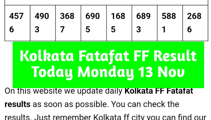 Kolkata Fatafat FF Results Tuesday 13 Nov 2023